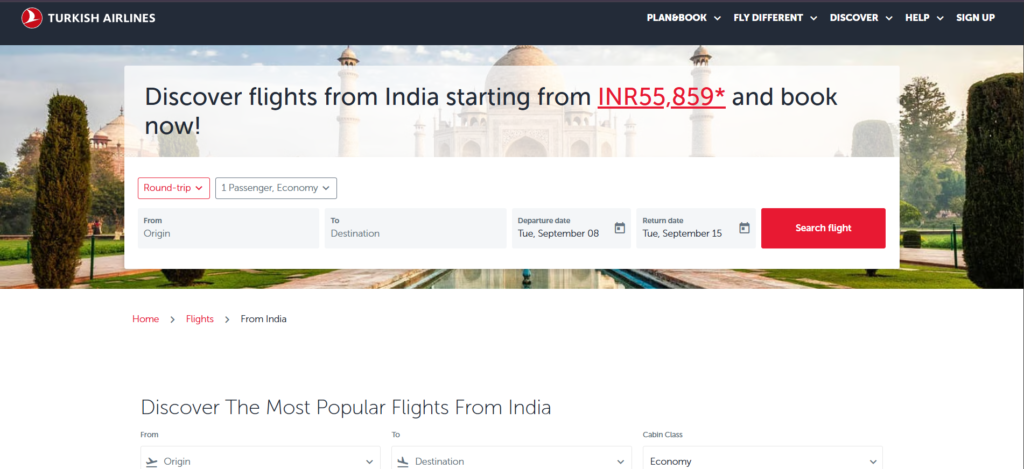 Turkish Airlines Home Page